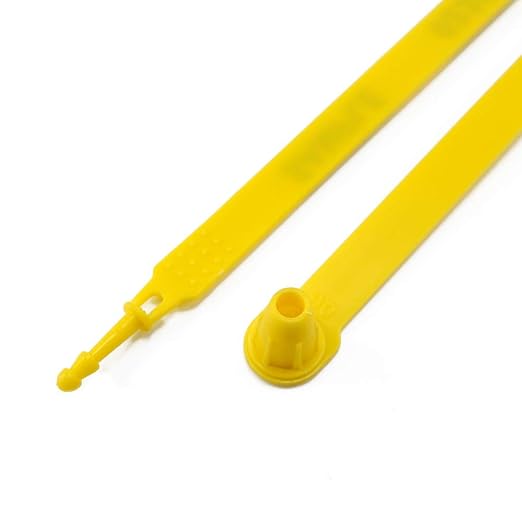 Leadseals(R) 500 Yellow Tite-Lock Plastic Tractor Truck Door Seal Tamper Proof Security Tags Numbered Safty Disposable Locks for Trailer Logistics Shipping Transport