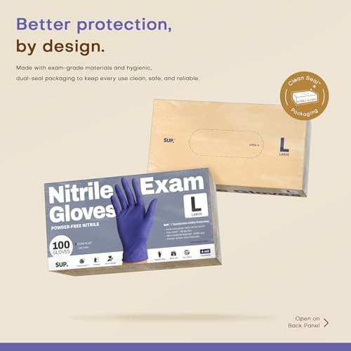 SUP Powder-Free Nitrile Exam Gloves, 100/1000 Ct Food Safe Latex-Free Medical - Image 5