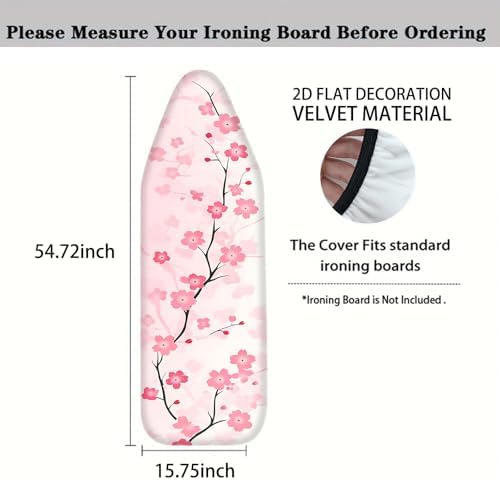 Nuxovilar Pink Cherry Blossom Ironing Board Cover 15x54 Polyester - Image 4