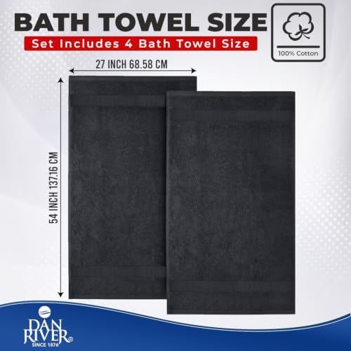 DAN RIVER 600 GSM Cotton Large Bath Towels Set of 4, 27 x 54 Inches - Image 2