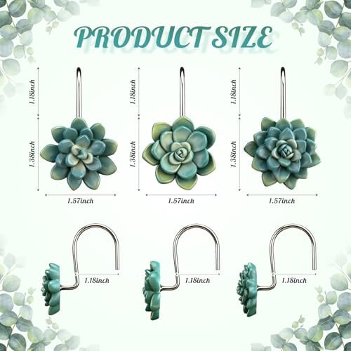 Amyhill 12 Pcs Succulents Plants Decorative Cute Shower Curtain Hooks Mini - Image 2