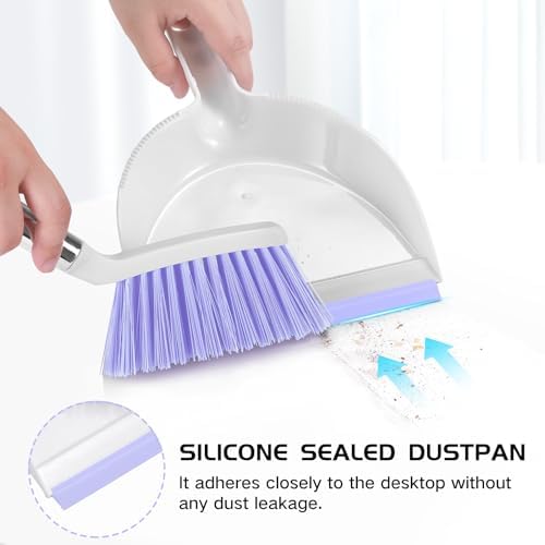 NACENA Mini Broom and Dustpan Set, Small Dust Pan and Brush Set, Light&Purple - Image 3