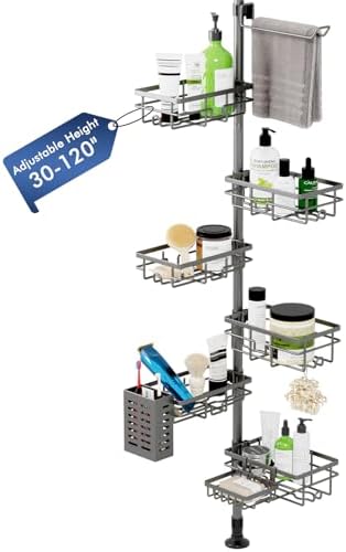 Corner Shower Caddy Tension Pole, Bathroom Shelf by Vatex