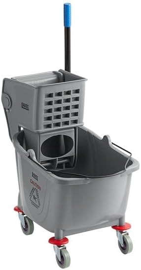 Commercial Mop Bucket with Side Press Wringer, 35 Qt Capacity, Gray, Non-Marking Casters