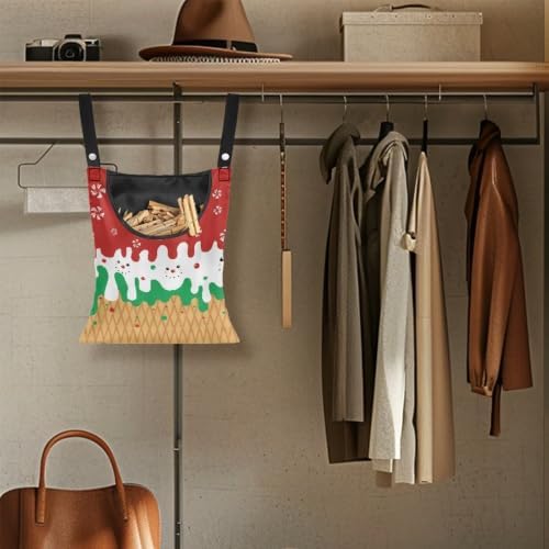 Christmas Ice Cream Clothespin Tote Bag, Durable Wide Opening Storage Peg Holder - Image 5