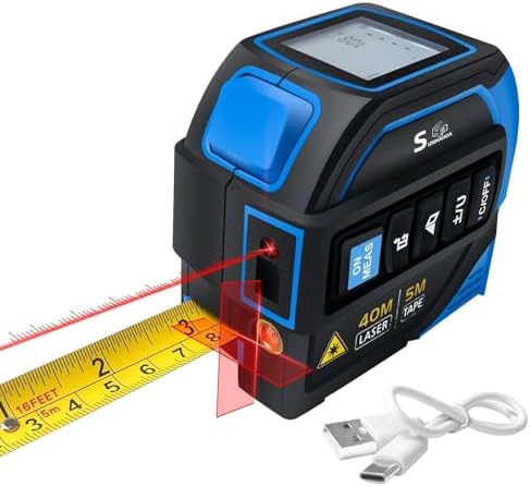 4-in-1 Laser Tape Measure with Laser Level Crosshairs |130ft/40m Laser by SUNHAIXIA