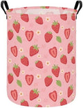 Round Laundry Basket Collapsible Storage Hamper Flower Strawberry by LANGYASHAN