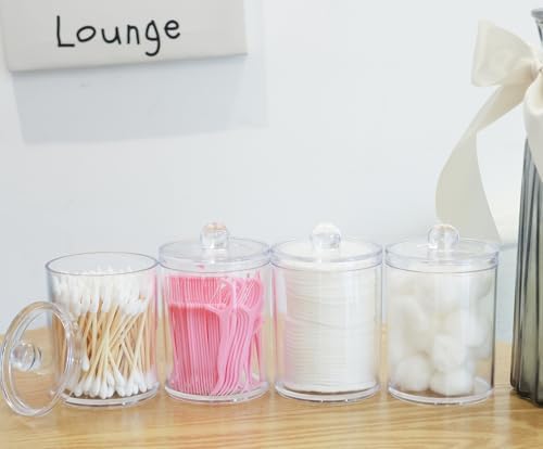 4 Pack Acrylic Qtip Holder Dispenser, Canisters Apothecary Jar Set, 10 oz - Image 7