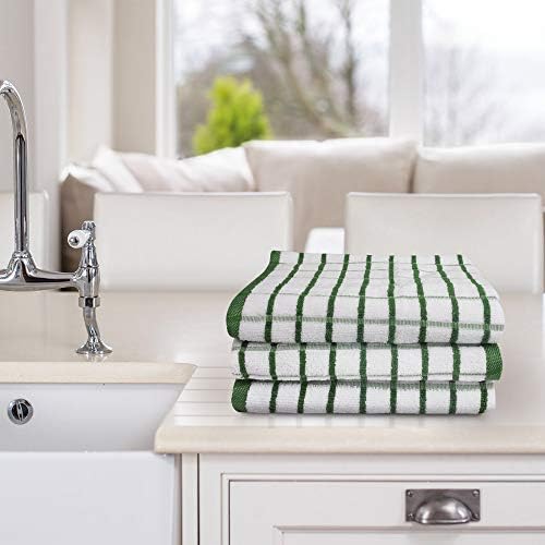 Urban Villa Kitchen Towels Cotton Dish Towels 20”x30” Green Wht - Image 2