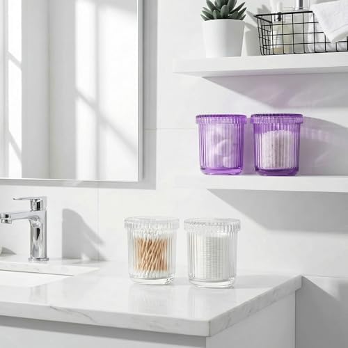 Purple Thick Glass Bathroom Qtip Holder, 2 Pack - Image 5