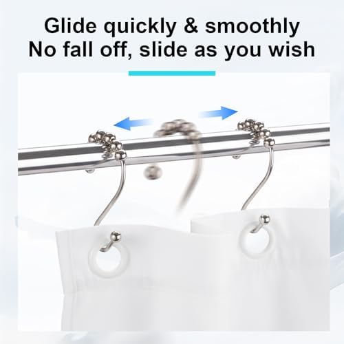 Silkfly Stainless Steel Shower Curtain Hooks, Rust Resistant Glide Hooks - Image 3