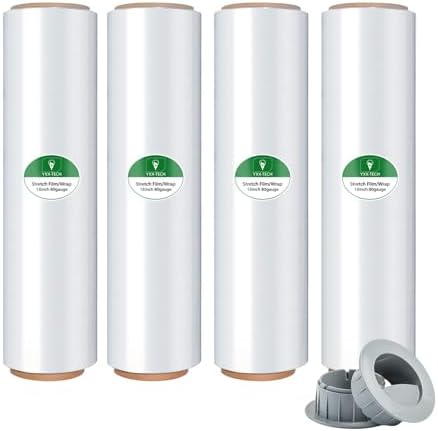Stretch Wrap Rolls, Shrink Wrap 18in x 1500ft 4 Pack, Heavy Duty Pallet Wrap by YXX-TECH