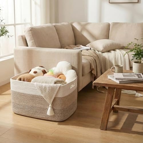 JMvicyroam 96L Large Woven Cotton Rope Blanket Basket - Image 2