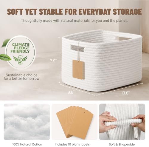 5 Pack Woven Storage Baskets, Decorative Storage Bins - Image 3