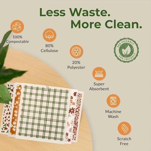 Swedish Dishcloths, 6.7x7.5 Inch, Super Absorbent, Machine Washable - Image 4