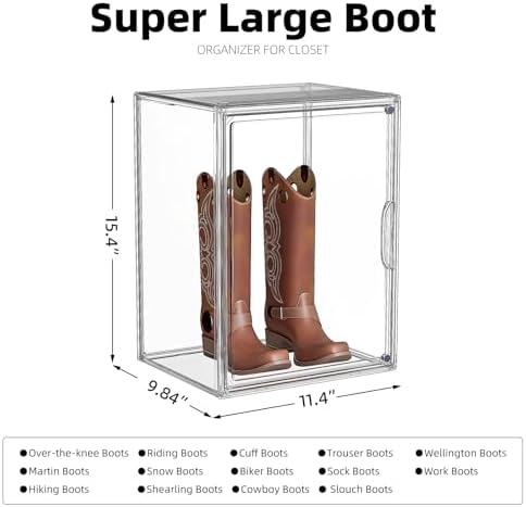 Boot Storage Organizer Tall Boots Boxes 3 Pack Clear Plastic Stackable Boot - Image 5