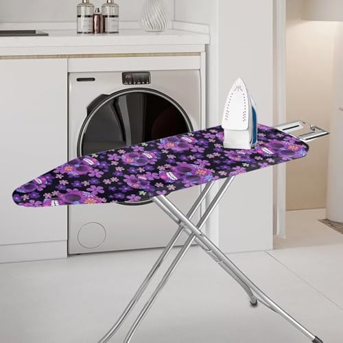 Halloween Skull Ironing Board Cover-15x 54 Purple Gradient Skeleton Elastic - Image 2