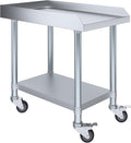 Stainless Steel Equipment Stand with Undershelf + Casters, Heavy Duty, Commercial Grade, NSF Certified (30" Width x 18" Length + Casters)