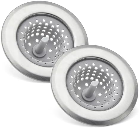 Amazon Basics 2pcs Kitchen Sink Strainer, Stainless Steel Sink Drain Strainer by AmazonBasics