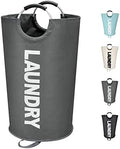 Maxsilan 90L Large Laundry Basket Bag, Collapsible Tall Hamper, Dark Grey by Maxsilan