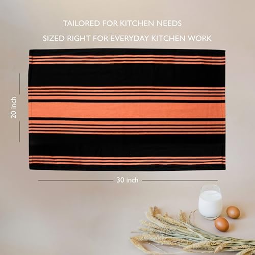 Urban Villa Kitchen Towels Cotton Dish Towels 20”x30” Orange Blk - Image 4