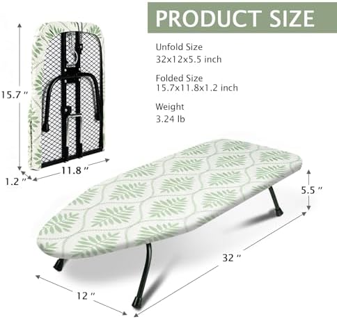 SheeChung Small Ironing Board 12"x32", Mini Ironing Board - Image 2