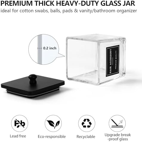 eggs sound 2 Pack Glass Qtip Holder Dispenser Set, Bathroom Canister Storage - Image 7