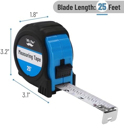 Mr. Pen- Retractable Tape Measure 25 ft, Light Blue, Easy Read - Image 2