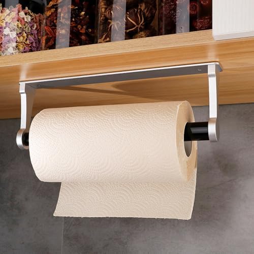 pu&lizfii Adhesive Or Drilling Silver Kitchen Paper Towel Holder Under Cabinet - Image 3
