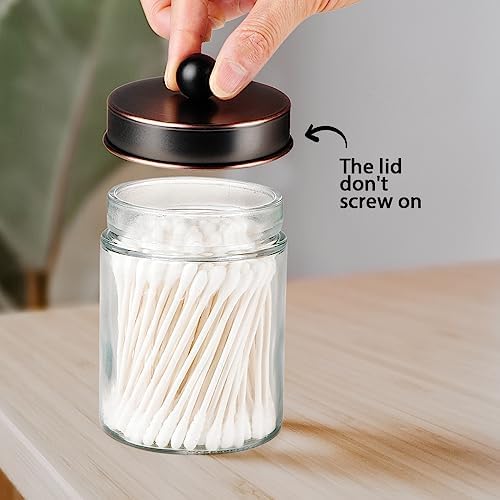 Amolliar Apothecary Jar Bathroom Storage Qtip Holder Glass, ORB 2Pack - Image 5