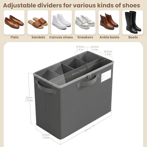 Varhomax Shoe Organizer Box for Closet, Small Fabric Storage Basket 2 Pack - Image 3