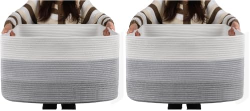 OIAHOMY Large Blanket Basket, 22”x17”x12” Rectangle Woven Baskets, Nursery by MasterofSpaceOptimization