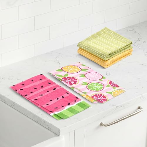 Ritz 4-Piece Kitchen Towel Set, Citrus Fruit & Watermelon Stripe Prints - Image 5