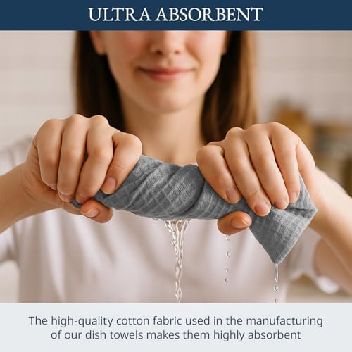 LANE LINEN Kitchen Towels & Dishcloths Set of 12-100% Cotton, Quick-Drying 18” - Image 5