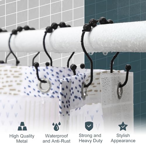Shower Curtain Hooks, OEH Shower Curtain Rings, Smooth Gliding Metal Shower - Image 2