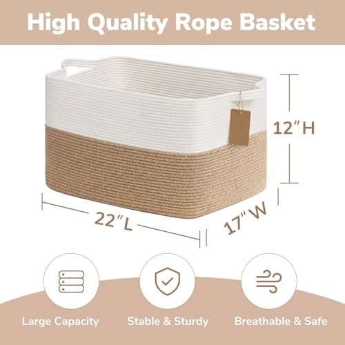 Goodpick 75L Extra Large Woven Rope Blanket Basket - Image 3