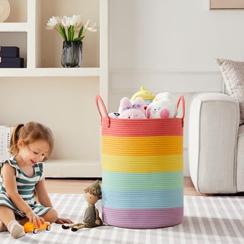 60L Rainbow Laundry Basket Hamper - Image 2