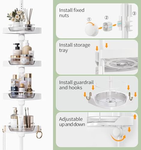 akinbas 360° Rotating Shower Caddy Tension Pole - Image 5