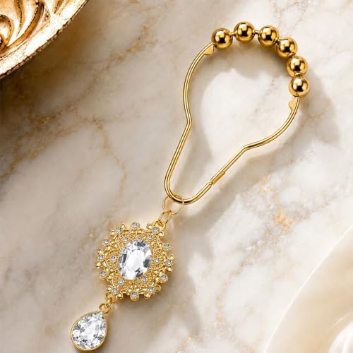 12PCS White Gem Shower Curtain Hooks, Elegant Bathroom Decor - Image 6