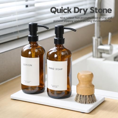 2PCS 10"x 5" Large Bathroom Sink Vanity Trays, Water Absorbing Diatomite Stone - Image 3