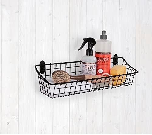 Spectrum Medium Wire Wall Basket Matte Black Rustic Wall Bin, Vintage Wire - Image 2