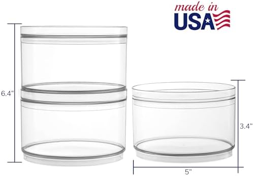 STORi Bella Stackable Clear Plastic Container Round Vanity Storage Organizers - Image 5