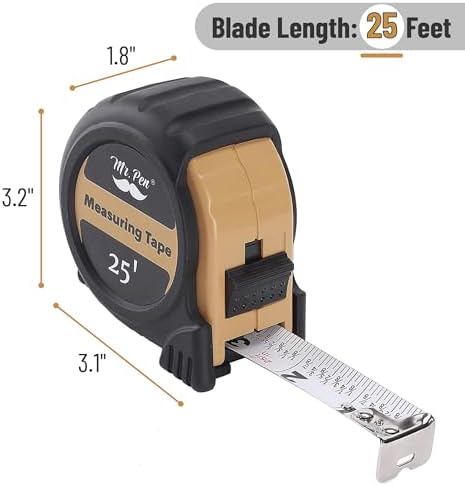 Mr. Pen- Retractable Tape Measure 25 ft, Light Brown, Easy Read - Image 2