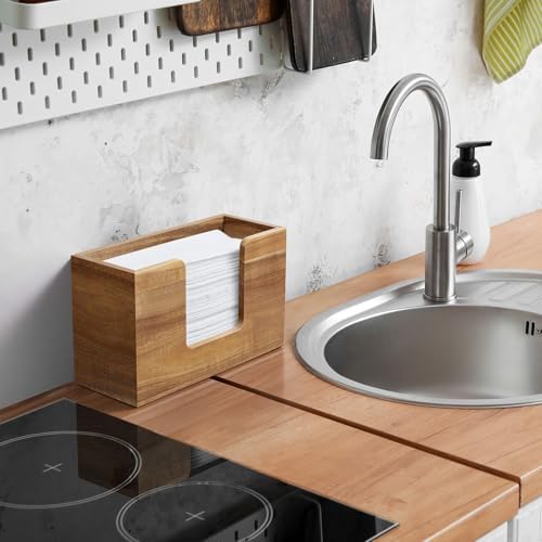 Paper Towel Dispenser Countertop, Acacia Wood Bathroom Paper Towel Holder - Image 6
