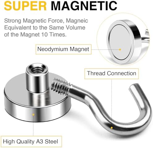 DIYMAG Magnetic Hooks, Strong Magents 10 Pack 85lbs - Image 5