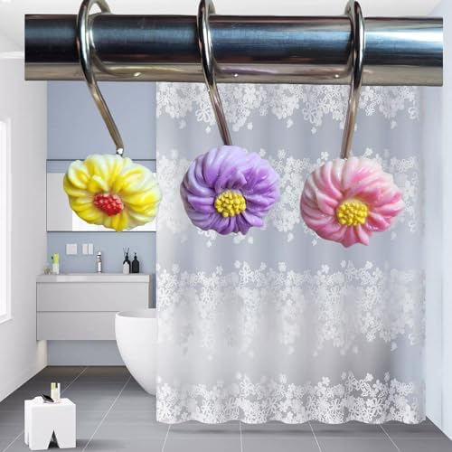 Two Fish Home Fashions Set of 12 Decorative Christmas Tree Resin Shower Curtain - Image 4