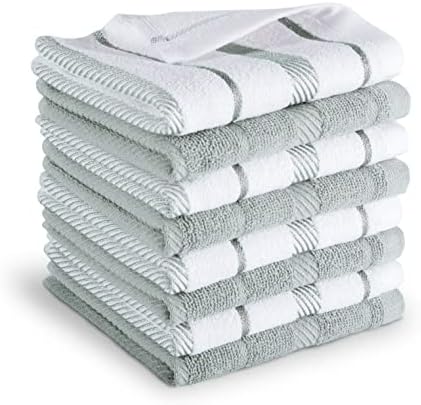 KitchenAid Albany Dishcloth 8 Pack Set, Matte Grey/White by KitchenAid