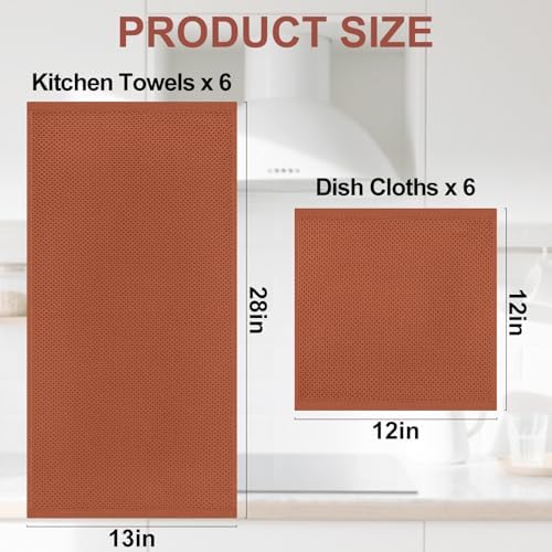 Homaxy 12 Pack 100% Cotton Kitchen Towels and Dishcloths Set - Image 4
