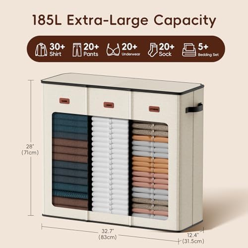 185L Laundry Hamper 3 Section, Laundry Hamper - Image 3