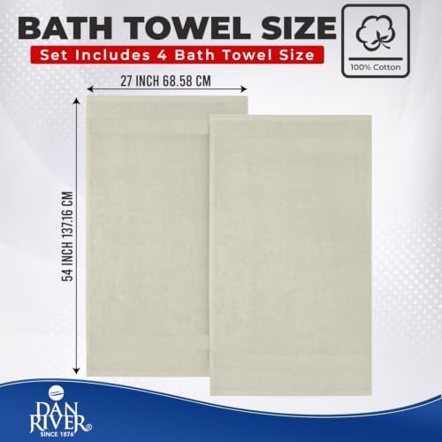 DAN RIVER 600 GSM Cotton Large Bath Towels Set of 4, 27 x 54 Inches - Image 2